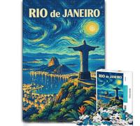 Puzzle for Adults Rio De Janeiro Brazil Starry Night 1000pcs (52x38cm) Gift | For quiet Christmas days, this adult jigsaw puzzle with 1000 pieces works as both a festive gift and an indoor activity.