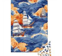 Puzzle for Adults Sailboat 500 Piece Puzzle Wooden Jigsaw Puzzle Puzzles for 18 Year Olds Christmas Birthday Gift 500pcs (52x38cm)