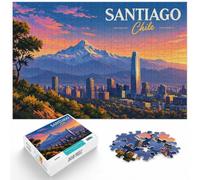 Puzzle for Adults Santiago, Chile Cityscape at Night_001 1000pcs (52x38cm) | For calm winter entertainment at home: Adult jigsaw puzzle with 1000 pieces makes a thoughtful puzzle gift for adults.