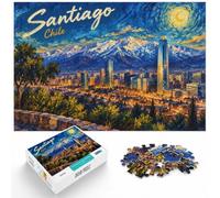 Puzzle for Adults Santiago Chile Starry Night Art 1000pcs (52x38cm) Gift | For focused indoor leisure: Adult jigsaw puzzle with 1000 pieces; when you want a longer activity without screens.