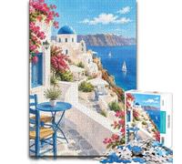 Puzzle for Adults Santorini Greece Travel 1000pcs (38x26cm) | Adult jigsaw puzzle with 1000 pieces; creates puzzle time on colder days; for adults who enjoy jigsaws and thoughtful gifts.