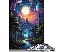 Puzzle for Adults The Colorful Psychedelia of The Mysterious Moon 尺寸 Piece Jigsaw Puzzles Wooden Puzzles for Adults & Kids Age 12 Years Up For Family Fun 500pcs (52x38cm)