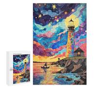 Puzzle for Teenagers 1000 PCS Colorful Lighthouse Coastal Scene Jigsaw Puzzles for Adults Pattern Assembly Fun Activities at Home Challenging Game Toys 1000 PCS
