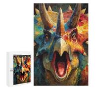 Puzzle for Teenagers 1000 PCS Colorful Triceratops Painting-1 Jigsaw Puzzles for Adults Pattern Assembly Fun Activities at Home Challenging Game Toys 1000 PCS