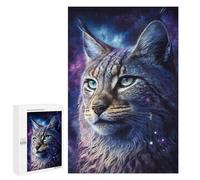 Puzzle for Teenagers 1000 PCS Cosmic Lynx Portrait Print Jigsaw Puzzles for Adults Pattern Assembly Fun Activities at Home Challenging Game Toys 1000 PCS