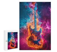 Puzzle for Teenagers 1000 PCS Electric Guitar with Fire Effect Jigsaw Puzzles for Adults Pattern Assembly Fun Activities at Home Challenging Game Toys 1000 PCS