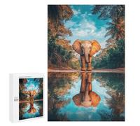 Puzzle for Teenagers 1000 PCS Elephant Reflection in Amazon Jigsaw Puzzles for Adults Pattern Assembly Fun Activities at Home Challenging Game Toys 1000 PCS