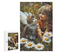 Puzzle for Teenagers 1000 PCS Enchanted Garden with Fairy Kitten Jigsaw Puzzles for Adults Pattern Assembly Fun Activities at Home Challenging Game Toys 1000 PCS