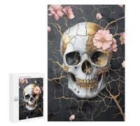 Puzzle for Teenagers 1000 PCS Gothic Skull with Flowers Art Print-1 Jigsaw Puzzles for Adults Pattern Assembly Fun Activities at Home Challenging Game Toys 1000 PCS