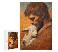 Puzzle for Teenagers 1000 PCS Man Holding Lamb Painting Jigsaw Puzzles for Adults Pattern Assembly Fun Activities at Home Challenging Game Toys 1000 PCS