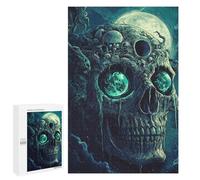 Puzzle for Teenagers 1000 PCS Spooky Skull Art Print Jigsaw Puzzles for Adults Pattern Assembly Fun Activities at Home Challenging Game Toys 1000 PCS