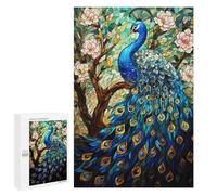 Puzzle for Teenagers 1000 PCS Stained Glass Peacock Artwork-7 Jigsaw Puzzles for Adults Pattern Assembly Fun Activities at Home Challenging Game Toys 1000 PCS