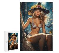 Puzzle for Teenagers 1000 PCS Witchy Forest Broomstick Scene Jigsaw Puzzles for Adults Pattern Assembly Fun Activities at Home Challenging Game Toys 1000 PCS