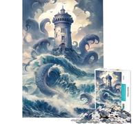 Puzzle for Teenagers 1000 Pieces A Lighthouse And Monster AntiStress Brain Challenge Soft Touch Smooth Finish Heartwarming Birthday Pick (Size 38x26cm)
