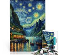 Puzzle for teenagers 1000 Pieces A small town under the stars at night Für Familienspaß tolles Geschenk50x70cm