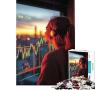 Puzzle for Teenagers 1000 Pieces A Trader Watching Datas And Sunrise AntiStress Brain Challenge Soft Touch Smooth Finish Heartwarming Birthday Pick (Size 50x75cm)
