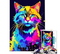 Puzzle for Teenagers 1000 Pieces Abstract Cat AntiStress Brain Challenge Soft Touch Smooth Finish Heartwarming Birthday Pick (Size 38x52cm)