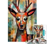 Puzzle for Teenagers 1000 Pieces Abstract Deer Portrait AntiStress Brain Challenge Soft Touch Smooth Finish Heartwarming Birthday Pick (Size 38x52cm)