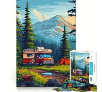 Puzzle for Teenagers 1000 Pieces Alaska Camping Pixel Art Premium Cut Fun Smart Play Gift Easy Time Play Christmas Art Piece (50x75cm)