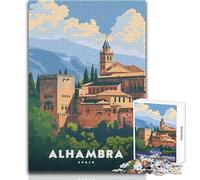 Puzzle for Teenagers 1000 Pieces Alhambra Palace Spain Challenging Game Toys Learning Educational Anti-Stress Toys Size 50x75cm