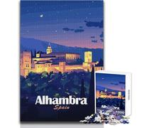 Puzzle for Teenagers 1000 Pieces Alhambra, Spain at Night Educational Games Enhance Memory Gift For Birthdays Size 50x75cm