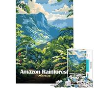 Puzzle for Teenagers 1000 Pieces Amazon Rainforest Landscape Illustration Challenging To Complete Difficult Hard Home Decoration Toys for And from 14 Years And over (38x26cm)