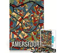 Puzzle for Teenagers 1000 Pieces Amersfoort Utrecht Dutch City Map Premium Cut Fun Smart Play Gift Easy Time Play Christmas Art Piece (38x26cm)