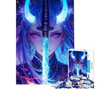 Puzzle for Teenagers 1000 Pieces Anime Demon Girl with Swor Help The Brain Exercise Pattern Assembly Toy Wall Decor for And 14 Years And over (38X52CM)
