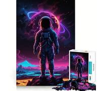 Puzzle for Teenagers 1000 Pieces Astronaut in Neon Space Premium Cut Fun Smart Play Gift Easy Time Play Christmas Art Piece (38x26cm)