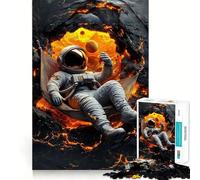 Puzzle for Teenagers 1000 Pieces Astronaut Relaxing in Lava Premium Cut Fun Smart Play Gift Easy Time Play Christmas Art Piece (38x52cm)