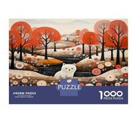 Puzzle for Teenagers 1000 Pieces Autumn Forest with White Bear Teenager Puzzles Brain Teaser Game Precision Cutting Unique Birthday And Gifts 70x50cm/1000pcs