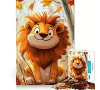 Puzzle for Teenagers 1000 Pieces Autumn Lion Illustration Premium Cut Fun Smart Play Gift Easy Time Play Christmas Art Piece (50x75cm)