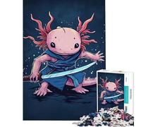 Puzzle for Teenagers 1000 Pieces Axolotl Samurai Warrior Illustration Help The Brain Exercise Pattern Assembly Toy Wall Decor for And 14 Years And over (50X75cm)