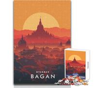 Puzzle for Teenagers 1000 Pieces Bagan Sunset Myanmar Challenging Game Toys Learning Educational Anti-Stress Toys Size 50x75cm