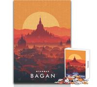 Puzzle for Teenagers 1000 Pieces Bagan Sunset Myanmar Educational Games Enhance Memory Gift For Birthdays Size 38x26cm