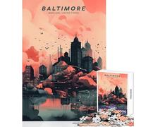 Puzzle for Teenagers 1000 Pieces Baltimore Urban Panorama Jigsaw for Teenagers Difficult Hard Fun Activities at Home Challenging Game Toys (38x52cm)