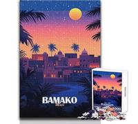 Puzzle for Teenagers 1000 Pieces Bamako, Mali Travel Poster Challenging Game Toys Learning Educational Anti-Stress Toys Size 50x75cm