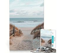 Puzzle for Teenagers 1000 Pieces Beach Path to Ocean Flawless Fit Art Cognitive Play Gift Slow Game Play Xmas Art Gift (50x75cm)