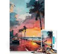 Puzzle for Teenagers 1000 Pieces Beachside Sunset Drive Clean Cut Piece Smart Play Gift Free Time Game Xmas Scene Art (50x75cm)
