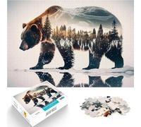 Puzzle for teenagers 1000 Pieces Bear Double Exposure Wild pädagogische Herausforderung Wanddekoration52x38cm