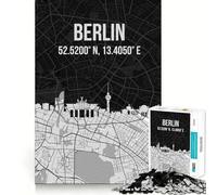 Puzzle for Teenagers 1000 Pieces Berlin Skyline City Map Flawless Fit Art Cognitive Play Gift Slow Game Play Xmas Art Gift (50x75cm)