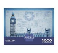 Puzzle for Teenagers 1000 Pieces Big Ben Blueprint Print Jigsaw for Adults Brain Teaser Game Pattern Assembly for Birthday, Chrismas 70x50cm/1000pcs