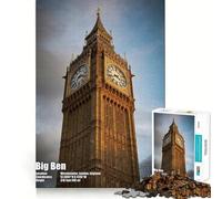 Puzzle for Teenagers 1000 Pieces Big Ben Clock Tower Clean Cut Piece Smart Play Gift Free Time Game Xmas Scene Art (50x75cm)