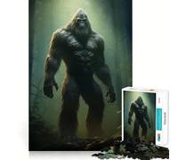 Puzzle for Teenagers 1000 Pieces Bigfoot in Forest Animals Flawless Fit Art Cognitive Play Gift Slow Game Play Xmas Art Gift (38x26cm)