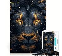 Puzzle for Teenagers 1000 Pieces Black And Gold Lions Flawless Fit Art Cognitive Play Gift Slow Game Play Xmas Art Gift (38x52cm)