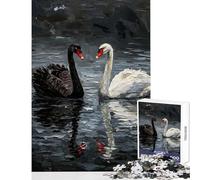 Puzzle for Teenagers 1000 Pieces Black And White Swans Painting Jigsaw Puzzles 1000 Brain Teaser Game Gifts Birthday But Fun And Humorous (38x52cm)
