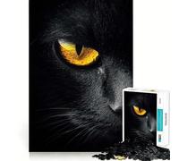 Puzzle for Teenagers 1000 Pieces Black Cat Eye Close-Up Clean Cut Piece Smart Play Gift Free Time Game Xmas Scene Art (50x75cm)