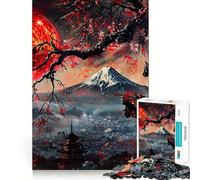 Puzzle for Teenagers 1000 Pieces Black Cat ﹨u Red Moon Clean Cut Piece Smart Play Gift Free Time Game Xmas Scene Art (50x75cm)