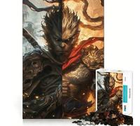 Puzzle for Teenagers 1000 Pieces Black Myth Wukong Exact Edge Art, Focus Game Gift, Cozy Time Game, Xmas Scene Art (38x26cm)