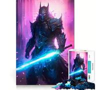 Puzzle for Teenagers 1000 Pieces Black Neon Samurai Exact Edge Art, Focus Game Gift, Cozy Time Game, Xmas Scene Art (50x75cm)
